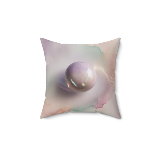 Realistic Pink Pearl in Pastel Tones Spun Polyester Square Pillow – Elegant Decorative Throw Cushion for Home