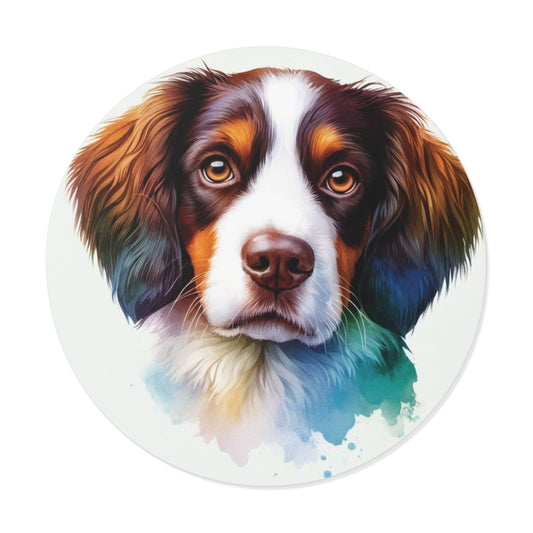 Colourful Watercolour Cute Dog Round Vinyl Stickers – Adorable Puppy Decals for Laptops, Water Bottles & Notebooks