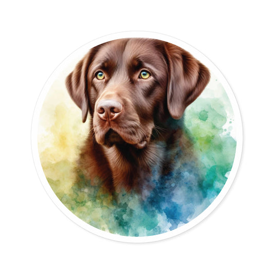 Cute Brown Dog Round Stickers – Indoor & Outdoor Durable Vinyl