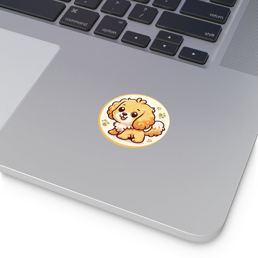 Cute Dog Round Vinyl Stickers – Adorable Puppy Decals for Laptops, Water Bottles & Notebooks