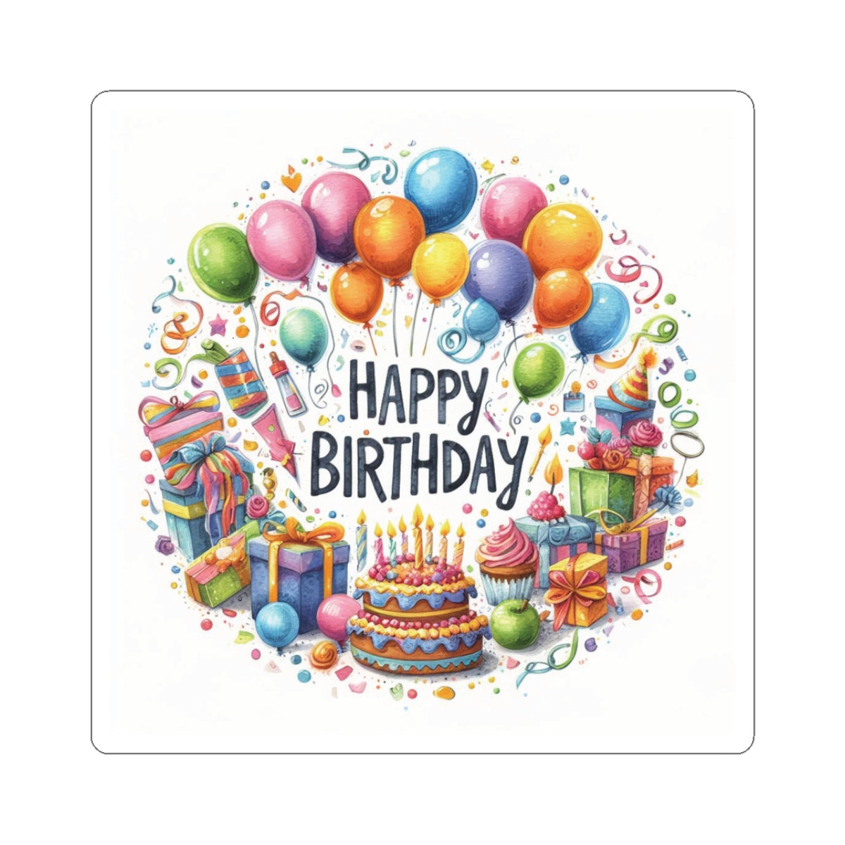 Birthday Cake Kiss-Cut Stickers