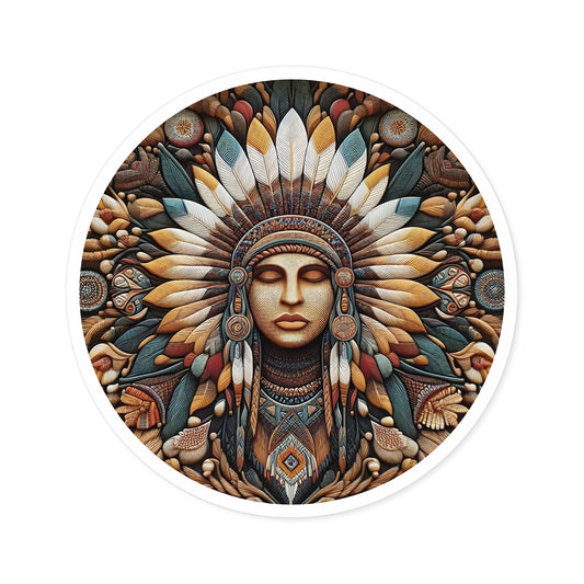 Colourful bohemian design with wicker-look Indian theme Round Stickers, Indoor\Outdoor