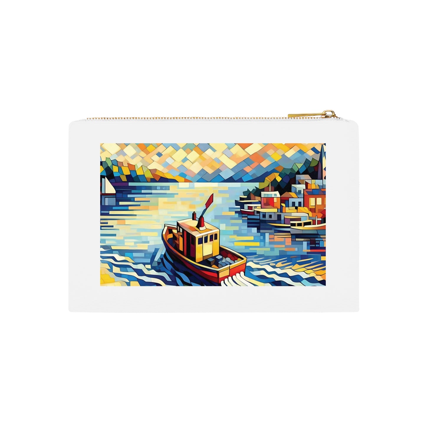 Artistic Boat on a City Canal Cosmetic Bag – Stylish Travel Makeup & Toiletry Pouch for Women