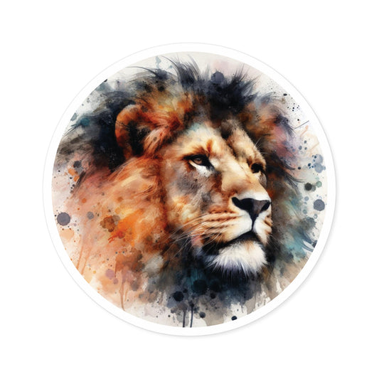 Colorful Lion Round Stickers – King of the Jungle Design, Indoor & Outdoor