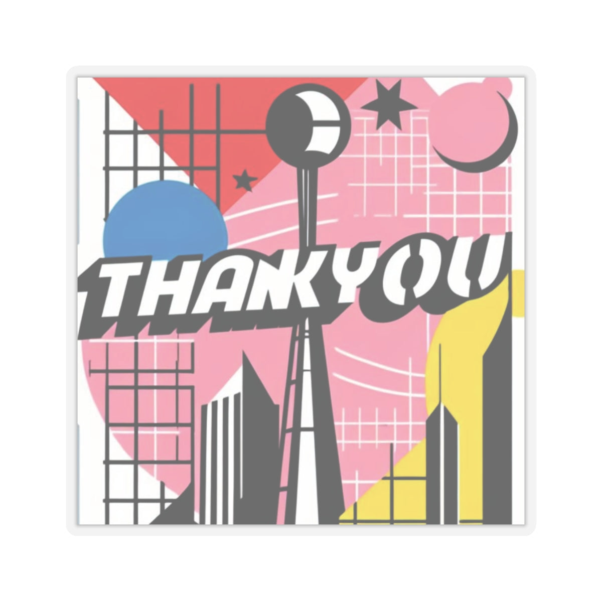 Colorful City-Themed Thank You Kiss-Cut Stickers – Decorative Urban Vinyl Decals 🏙️