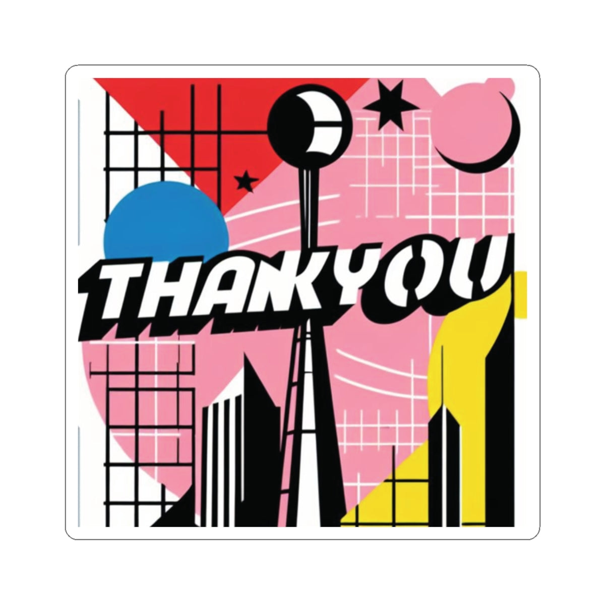 Colorful City-Themed Thank You Kiss-Cut Stickers – Decorative Urban Vinyl Decals 🏙️
