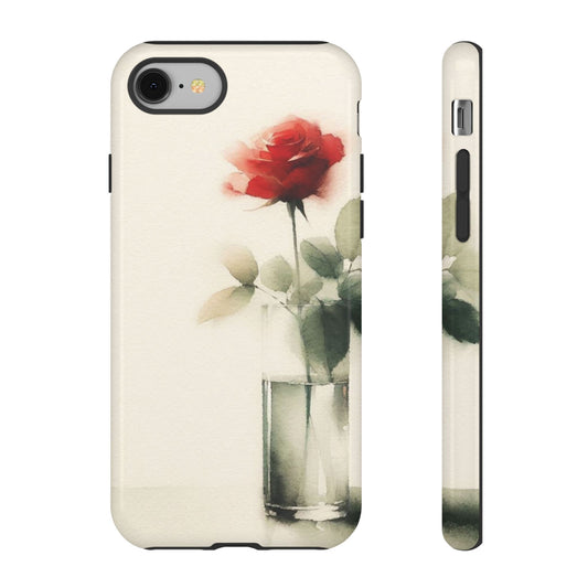 Minimal Rose in a Vase Tough Phone Case – Artistic Protective Case for iPhone & Android 🌹